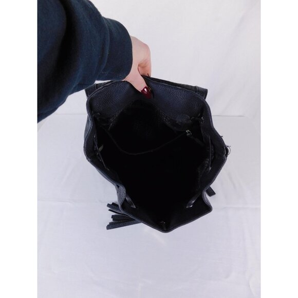 Kate Spade Backpack Womens Large Navy Leather Tassel Magnetic Flap Drawstring main image 4